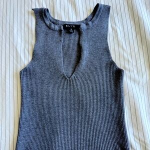 BLVD Gray Sleeveless V-Neck Tank